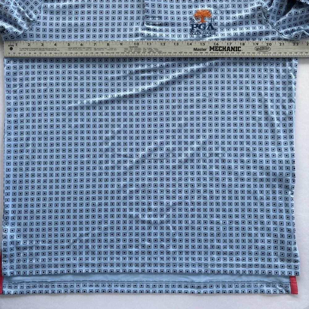 RLX Ralph Lauren‎ PGA Ocean Course Blue Geo Print Golf Polo Shirt Men's M